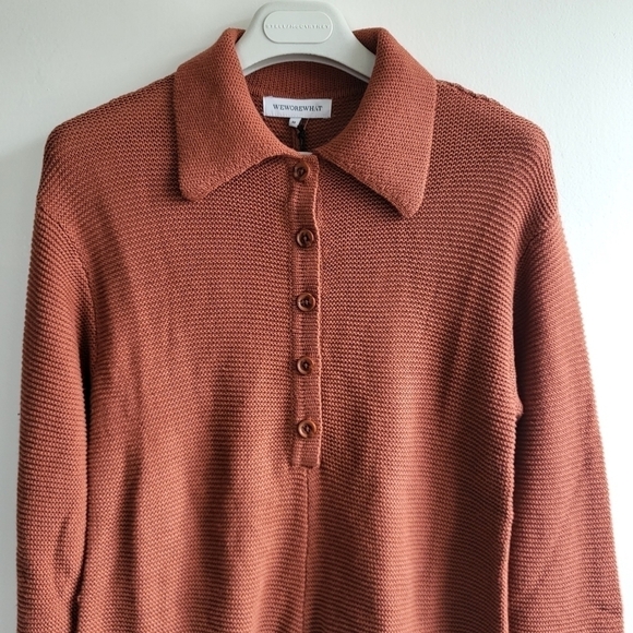 New WeWoreWhat Half Button Boxy Clay Knit Sweater Romper NWT XS - Picture 9 of 15